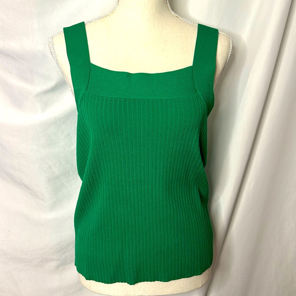 Ann Taylor Green Ribbed Knit Tank Top